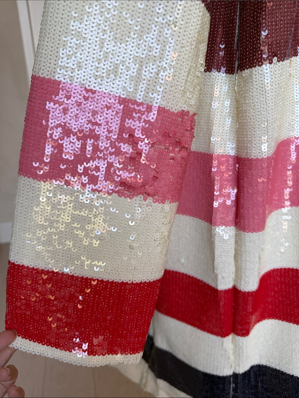 Kate Spade Adventure Stripe Sequin Shift Dress French Cream Multi Size 16 - Picture 11 of 14